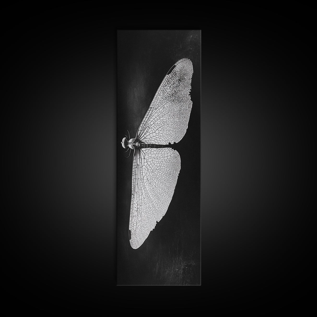 Dragonfly Wings Macro, Nature Insect Print, Detailed Bug Art, Minimalist Scientific Wall Decor, Framed Canvas Print, Study Room Art