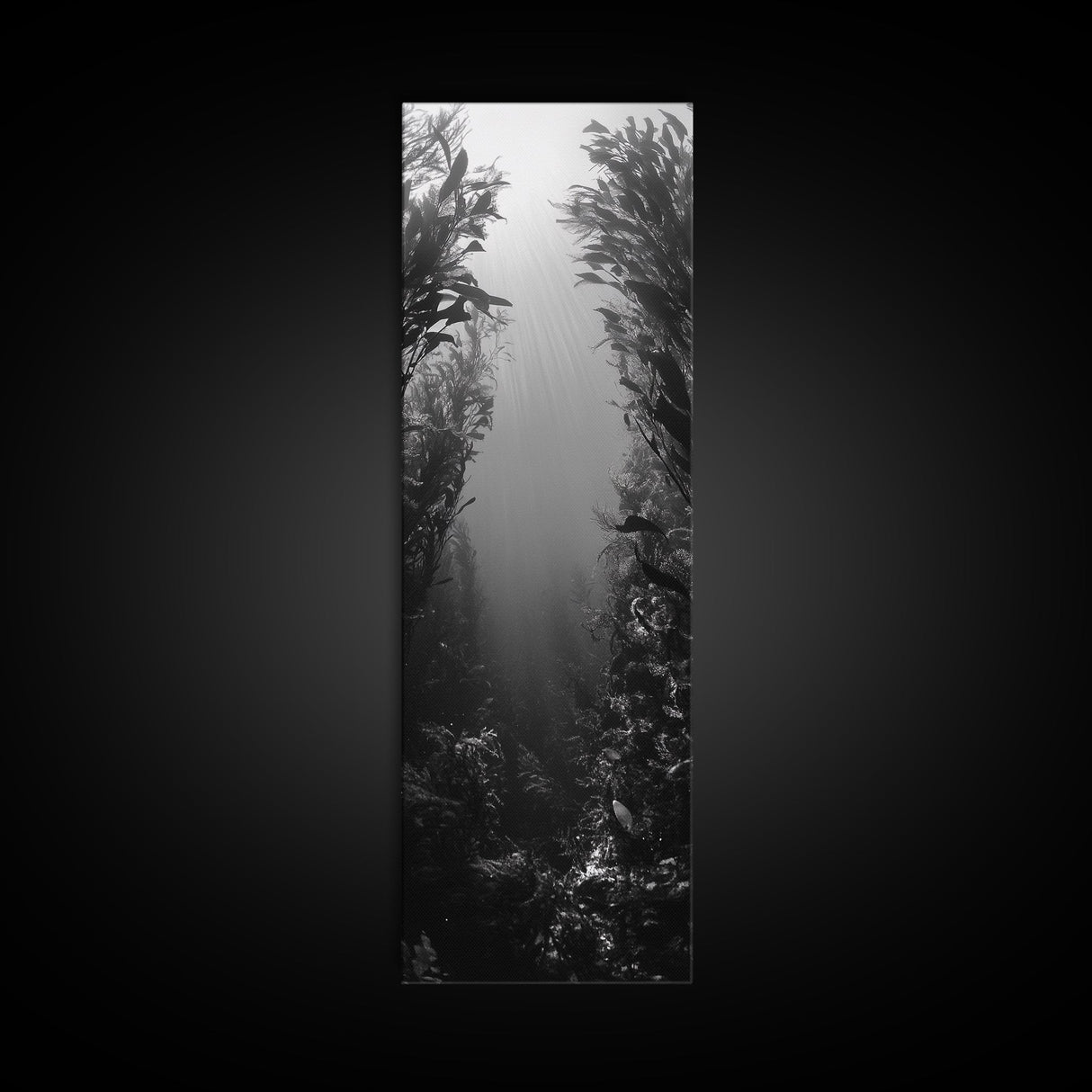Kelp Forest, Underwater Light, Ocean Depths, Canvas Print, Bathroom Wall Art, Marine Inspired Decor, Nature Photography, Minimalist Style