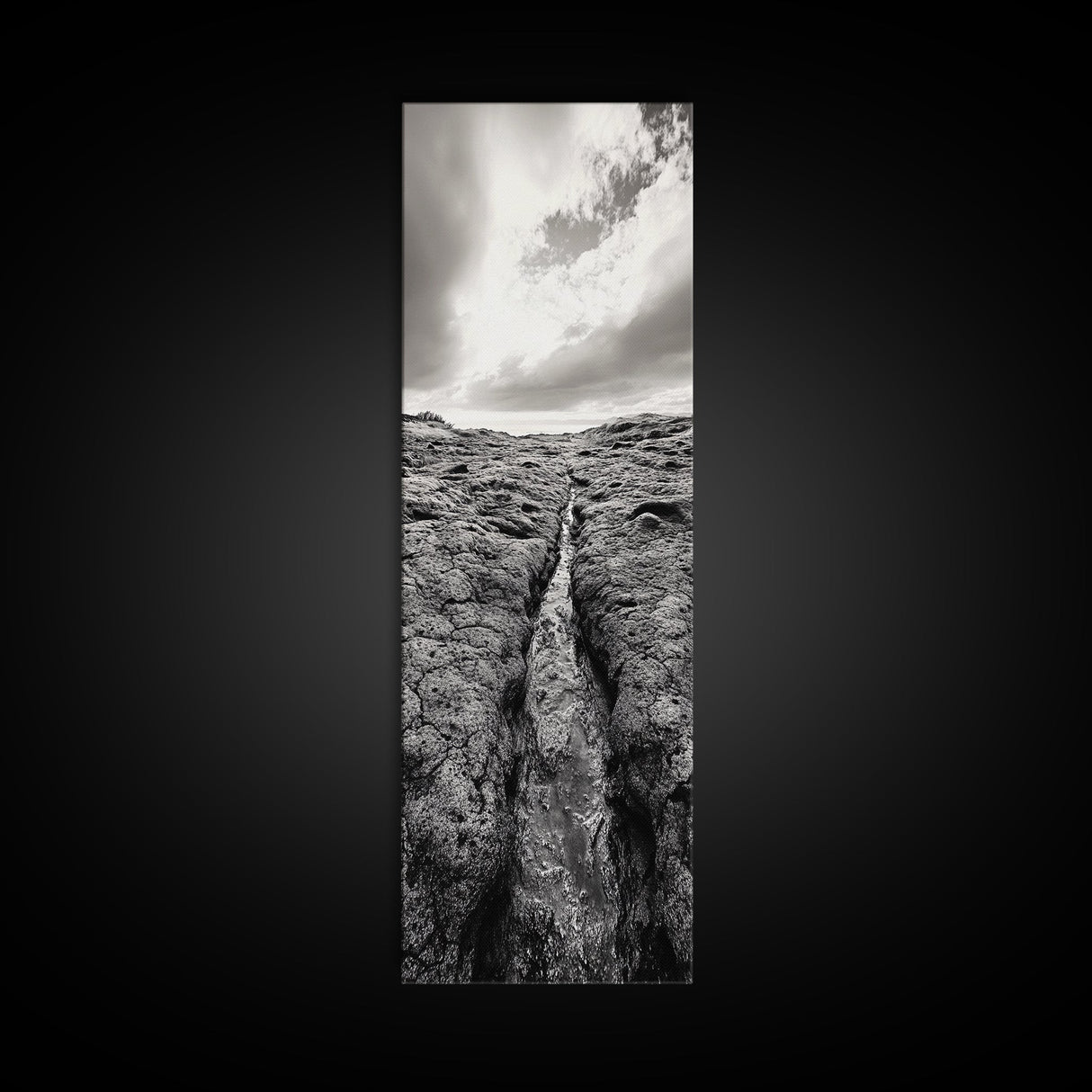 Lava Rock Path, Ocean Texture, Earth Flow, Framed Canvas Print, Coastal Bathroom Decor, Minimalist Natural Art, Moody Landscape Print