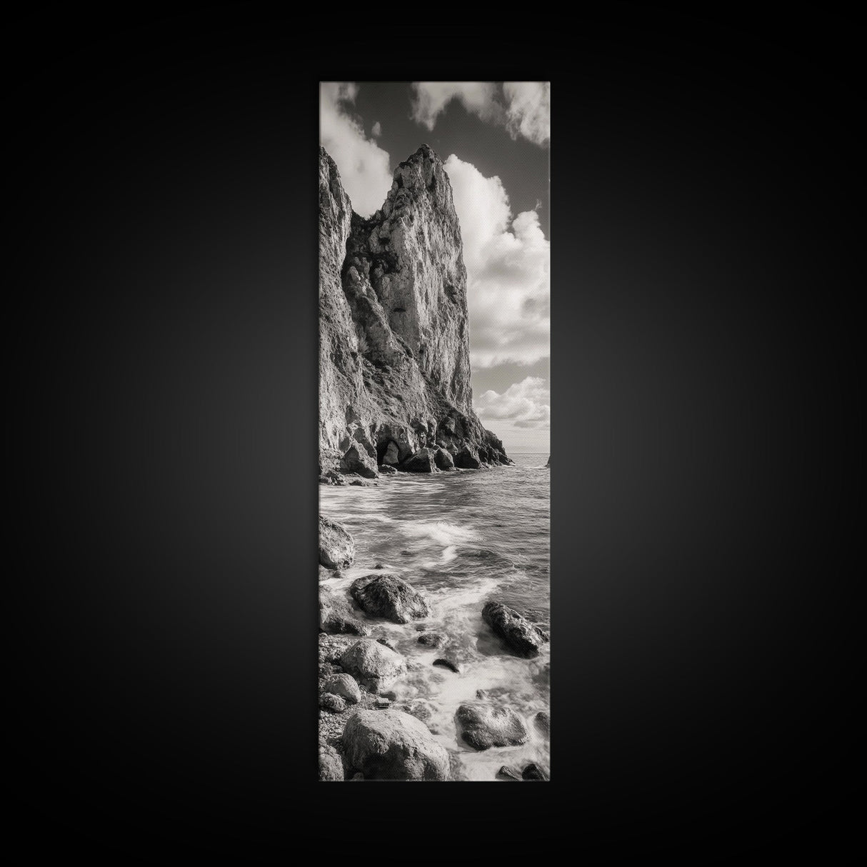 Coastal Cliffside, Seaside Rock Wall, Ocean Wilderness, Canvas Print, Rustic Beach House Art, Adventure Decor, Nature Photography