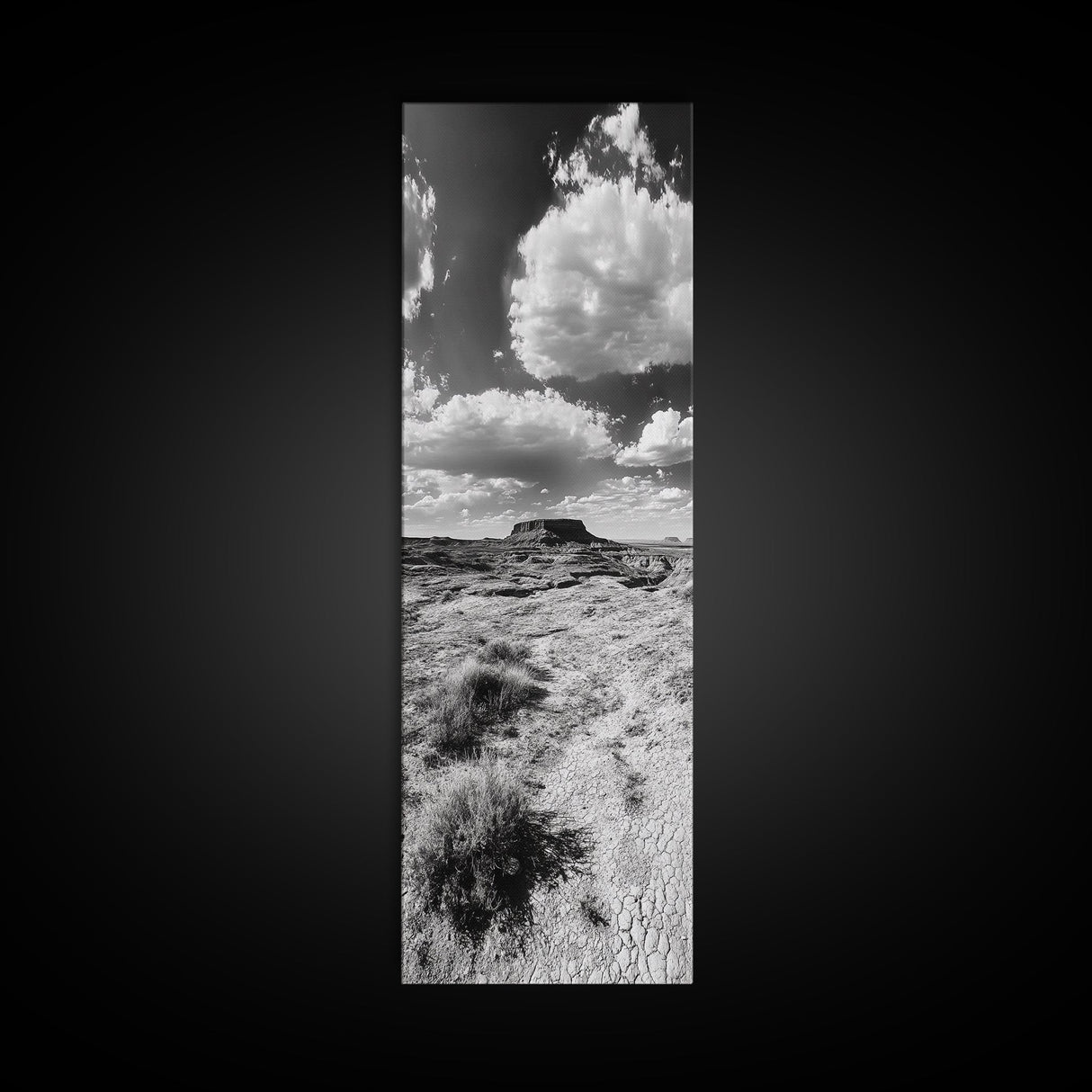 Desert Butte View, Southwest Horizon, Dramatic Sky, Framed Canvas Print, Boho Living Room Art, Western Landscape Photography, Man Cave