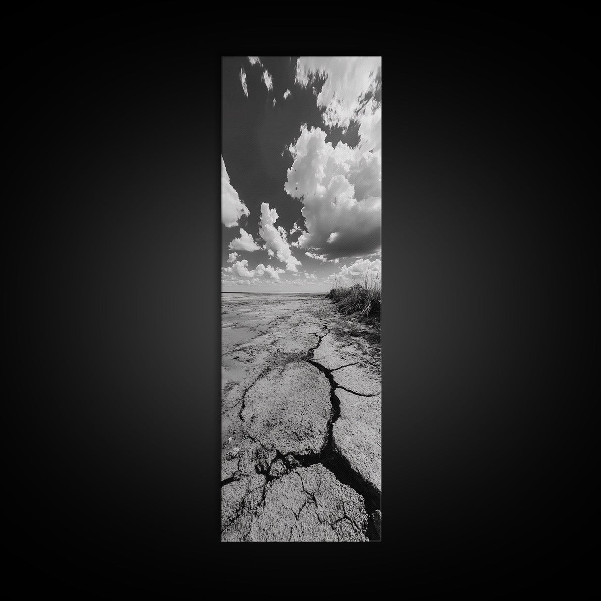 Cracked Earth Shore, Rustic Desert Vibe, Nature Texture Print, Fall Living Room Art, Framed Canvas Print, Earthy Minimalist Decor