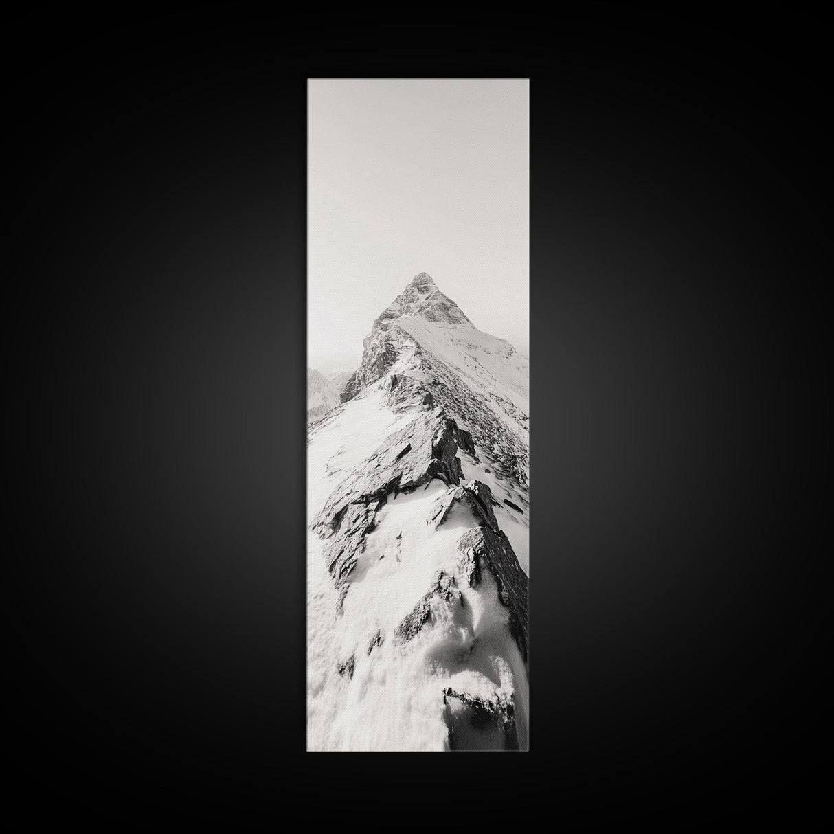 Alpine Peak, Snow Summit, Rugged Path, Canvas Print, Adventure Wall Decor, Minimalist Nature Art, Winter Landscape Photography