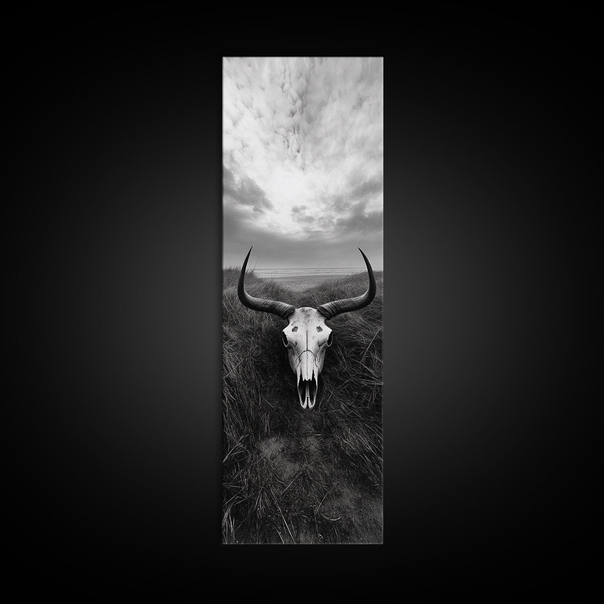 Skull Art, Wild West, Rustic Prairie, Nature Remains Framed Canvas Print, Farmhouse Wall Art, Cowboy Western Bedroom Decor, Office Wall Art