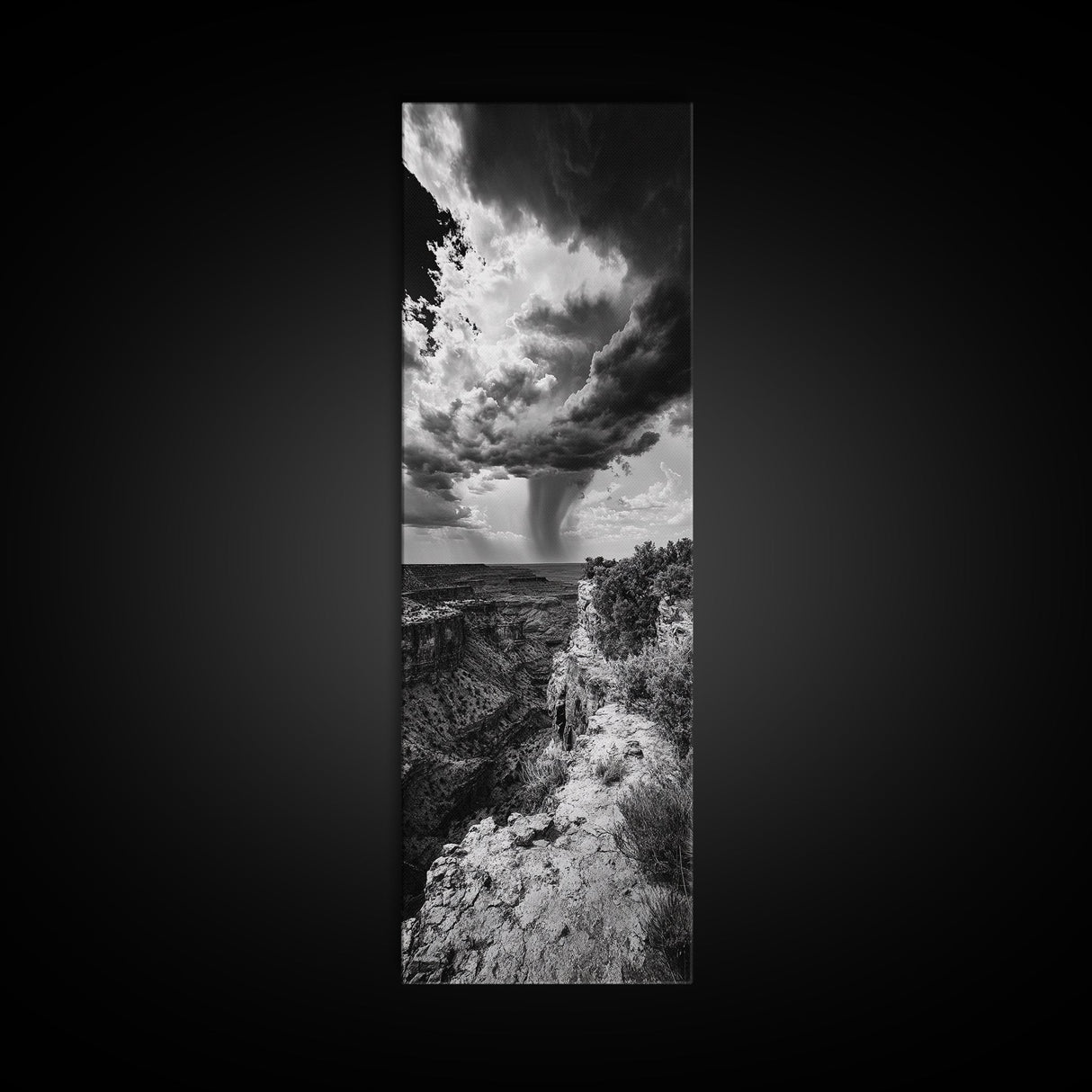 Storm Power, Canyon Rain, Desert Clouds, Monsoon Drama, Framed Canvas Print, Southwestern Wall Art, Moody Living Room Decor