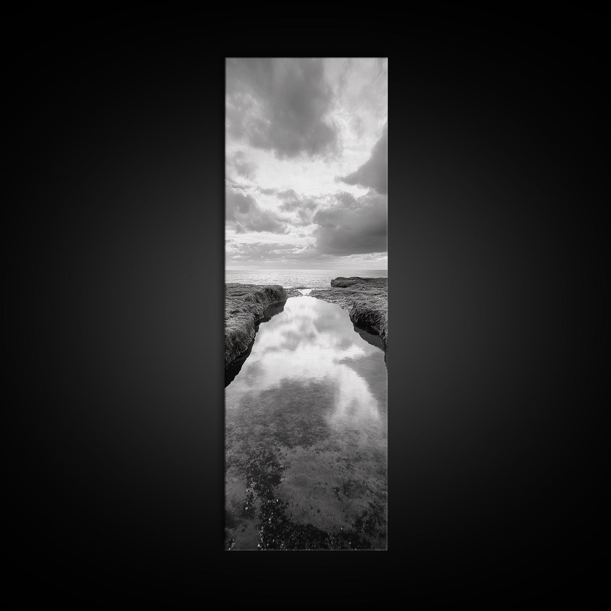 Tidal Pool, Ocean Reflection, Shore Calm, Seascape Beauty, Canvas Print, Minimalist Bathroom Art, Coastal Vibes, Tranquil Decor