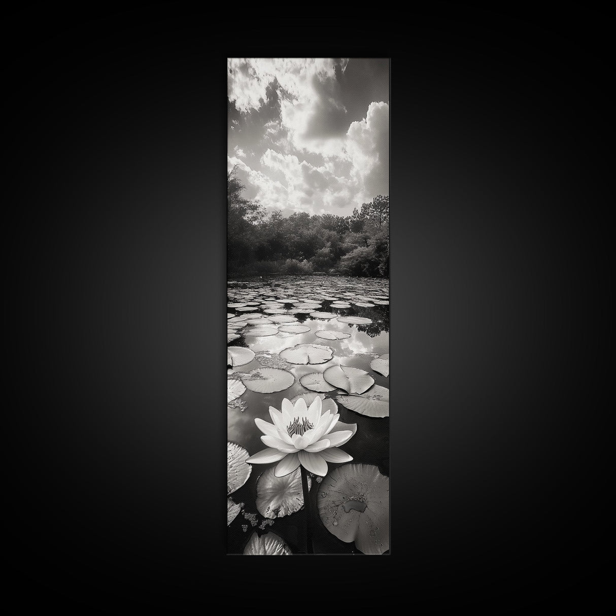 Water Lily Pond, Serene Botanical Art, Peaceful Garden Wall Decor, Zen Nature Print, Spa or Bedroom Accent, Framed Canvas Print