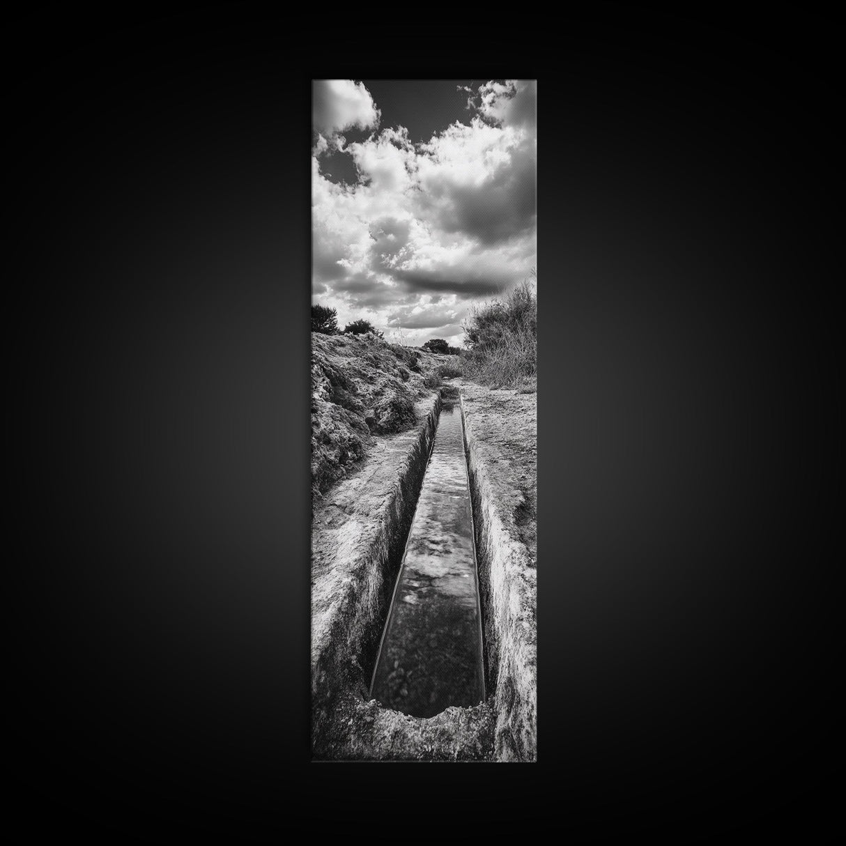 Stone Water Channel, Ancient Pathway Art, Moody Landscape Photography, Historical Wall Decor, Study or Hallway Accent, Canvas Print