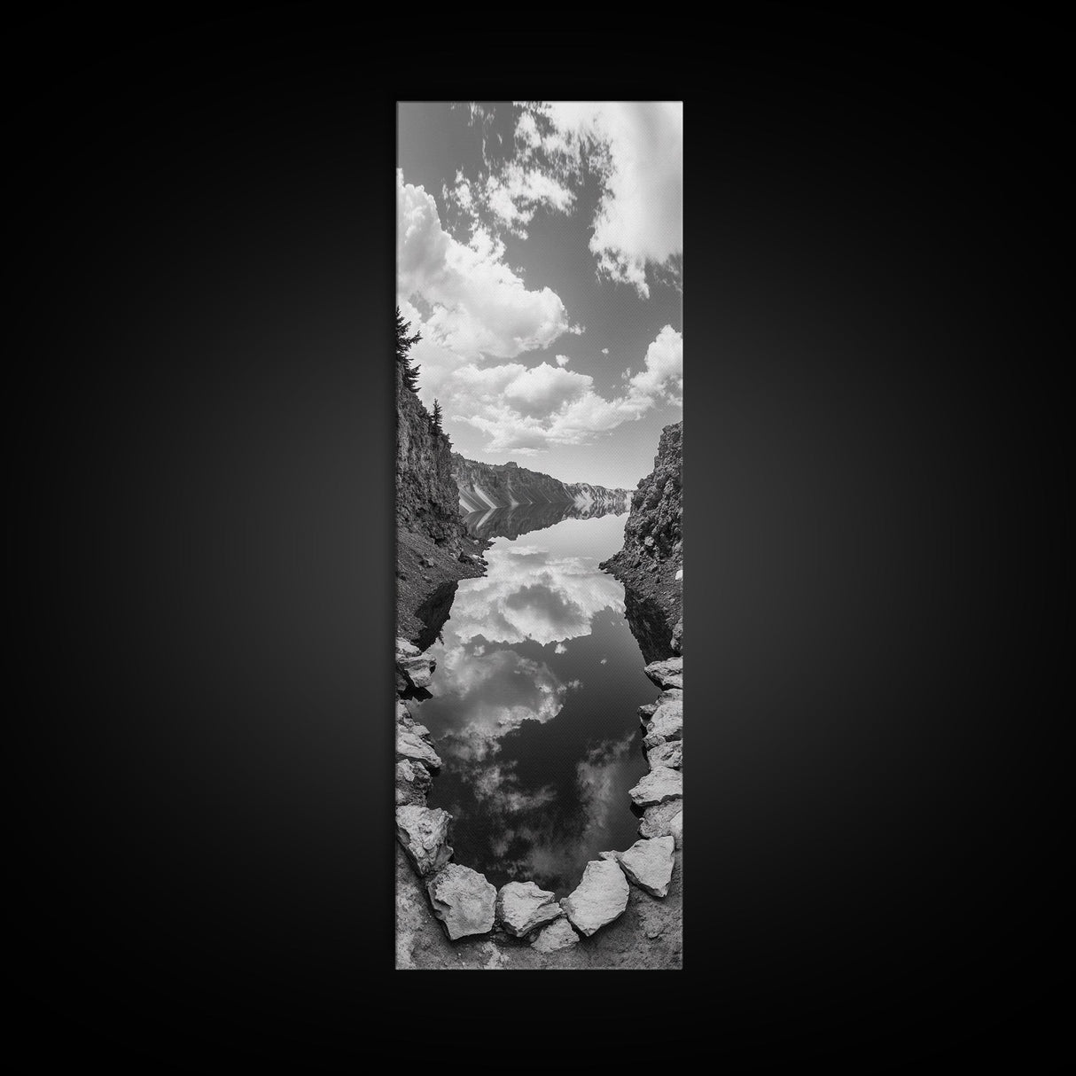 Lake Reflection, Mountain View, Cloud Mirror, Canvas Print, Peaceful Nature Scene, Bedroom Wall Art, Modern Rustic Landscape Decor