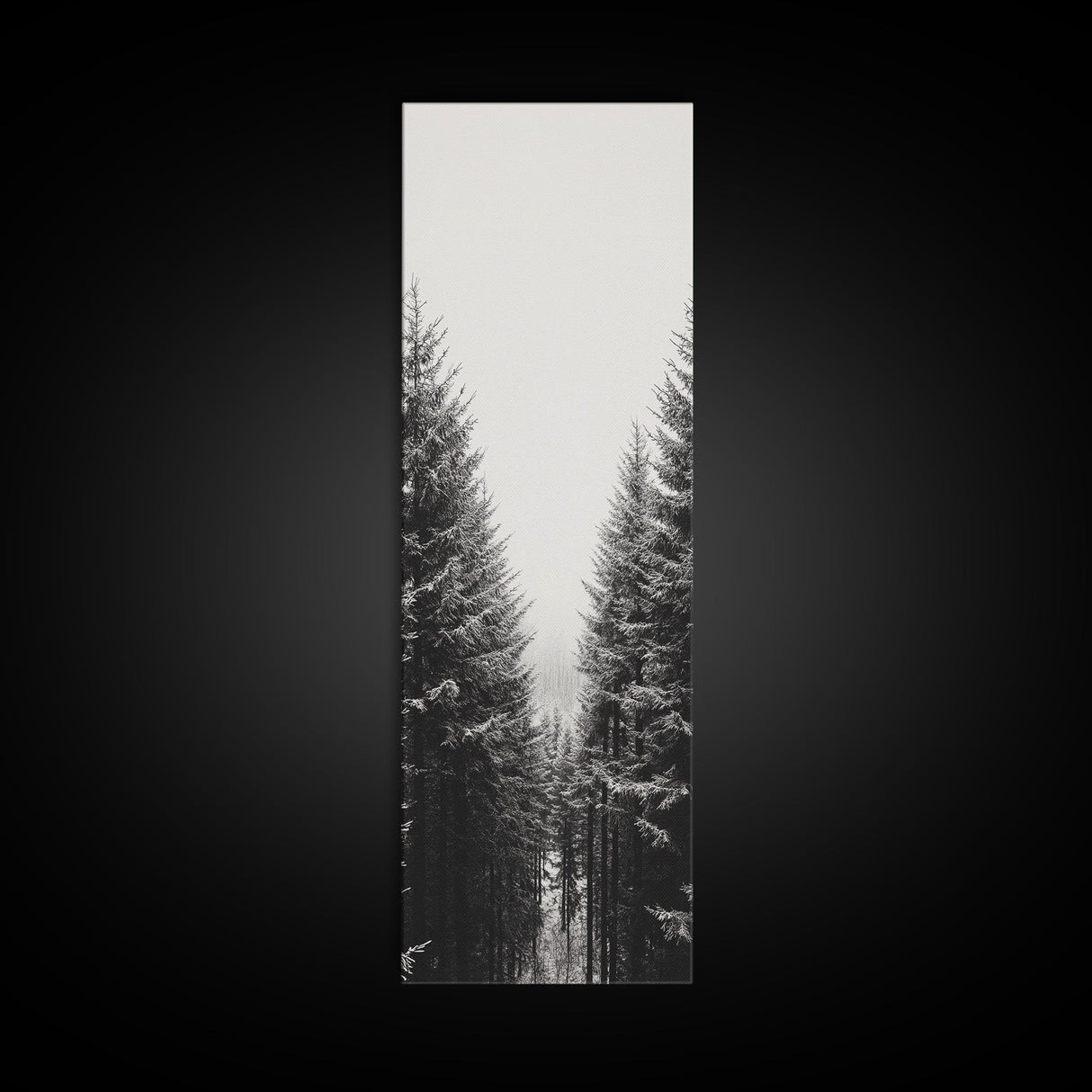 Snowy Forest, Pine Trees, Winter Woods, Minimal Art, Nordic Aesthetic, Canvas Print, Christmas Decor, Cozy Living Room Wall Art