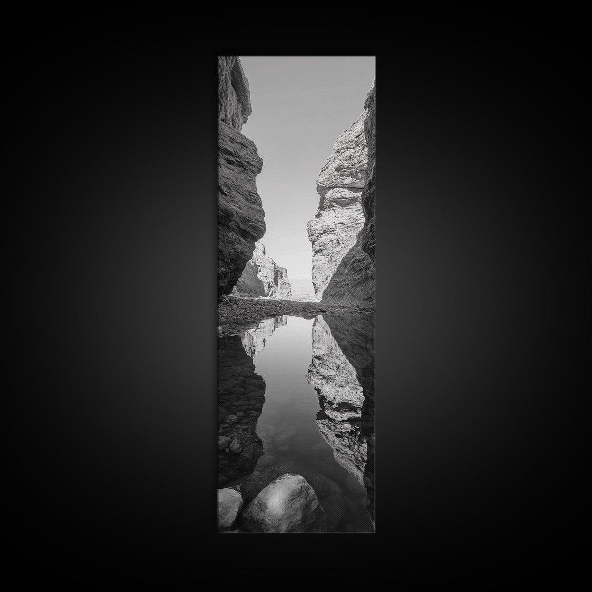 Rock Reflection Pool, Nature Canyon Wall Art, Tranquil Landscape Photography, Framed Canvas Print, Zen Wall Decor, Bedroom Artwork