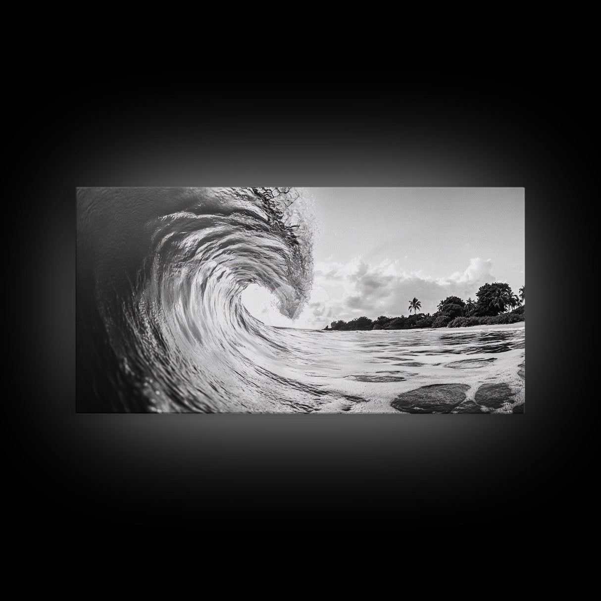 Ocean Wave Art, Coastal Decor, Heart Wave Wall Art, Black and White Photography, Canvas Print, Beach Bathroom, Surf Vibes, Minimalist Surf Home