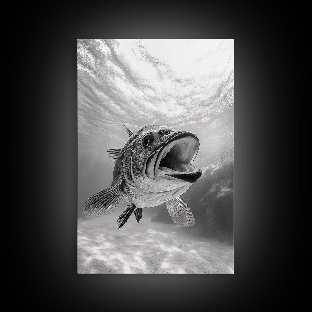 Underwater Fish, Ocean Predator, Aquatic Wildlife, Canvas Print, Bathroom Wall Art, Coastal Nautical Decor, Marine Photography