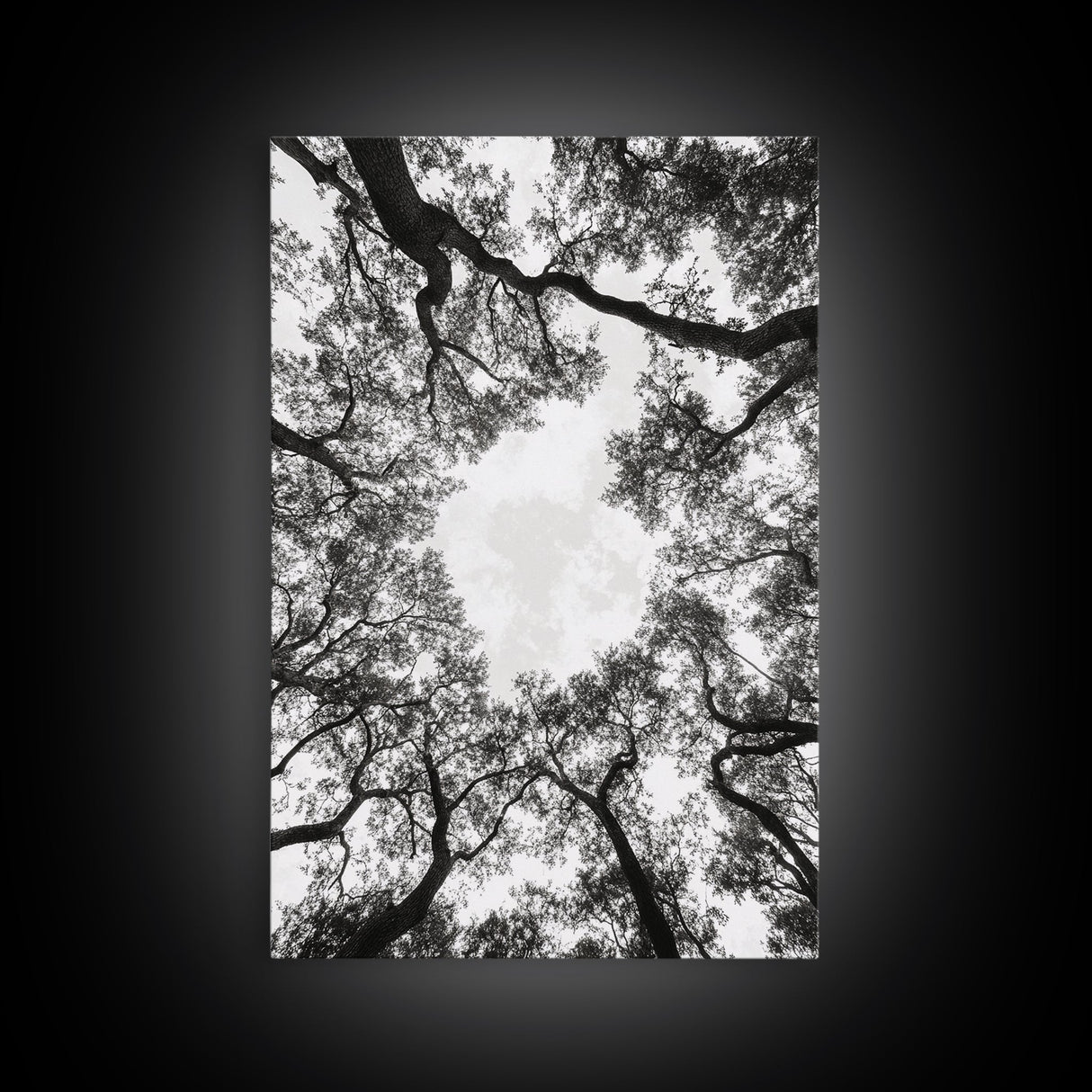 Forest Canopy View, Tree Tops Art, Nature Sky Print, Framed Canvas Print, Bedroom Wall Art, Minimalist Nature, Modern Rustic Decor