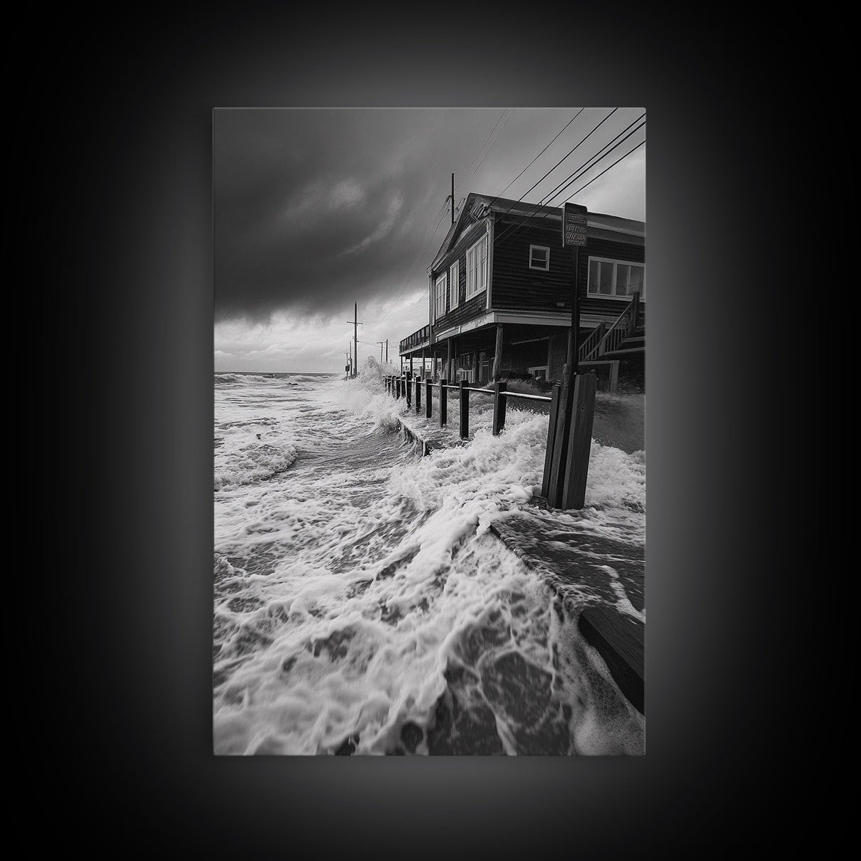 Stormy Coastline, Ocean Waves, Seaside House, Canvas Print, Coastal Wall Art, Beach House Decor, Nautical Photography, Moody Art