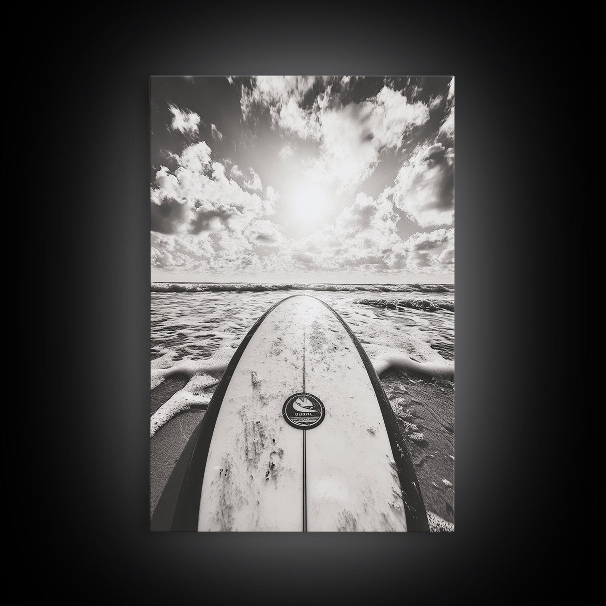 Surfboard Horizon, Ocean Waves, Beach Photography, Summer Vibes, Canvas Print, Teen Room Wall Art, Coastal Decor, Modern Surf Art