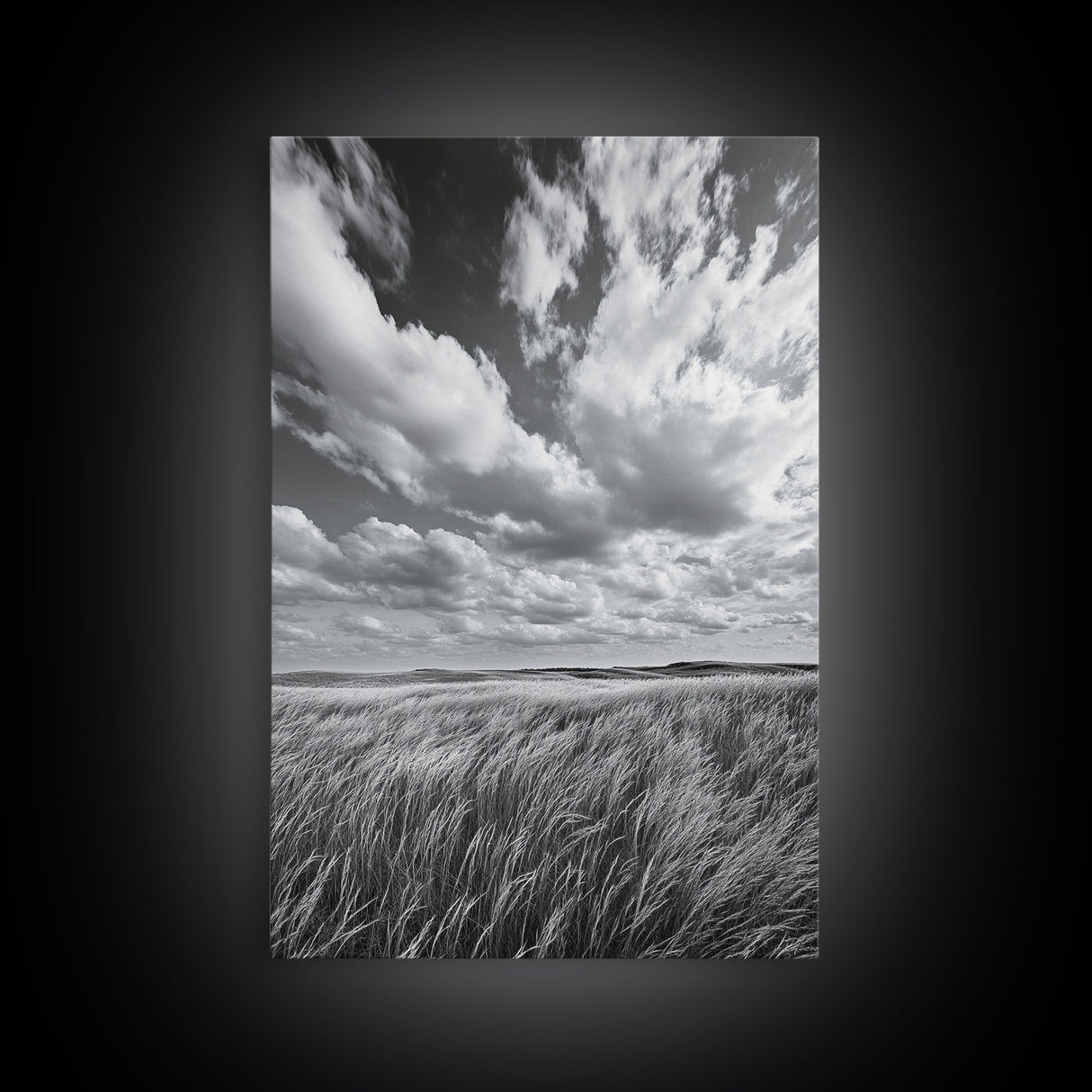 Open Sky Fields, Windy Prairie, Moody Nature Sky, Rustic Landscape, Canvas Print, Bedroom Wall Art, Fall Countryside, Boho Nature Decor