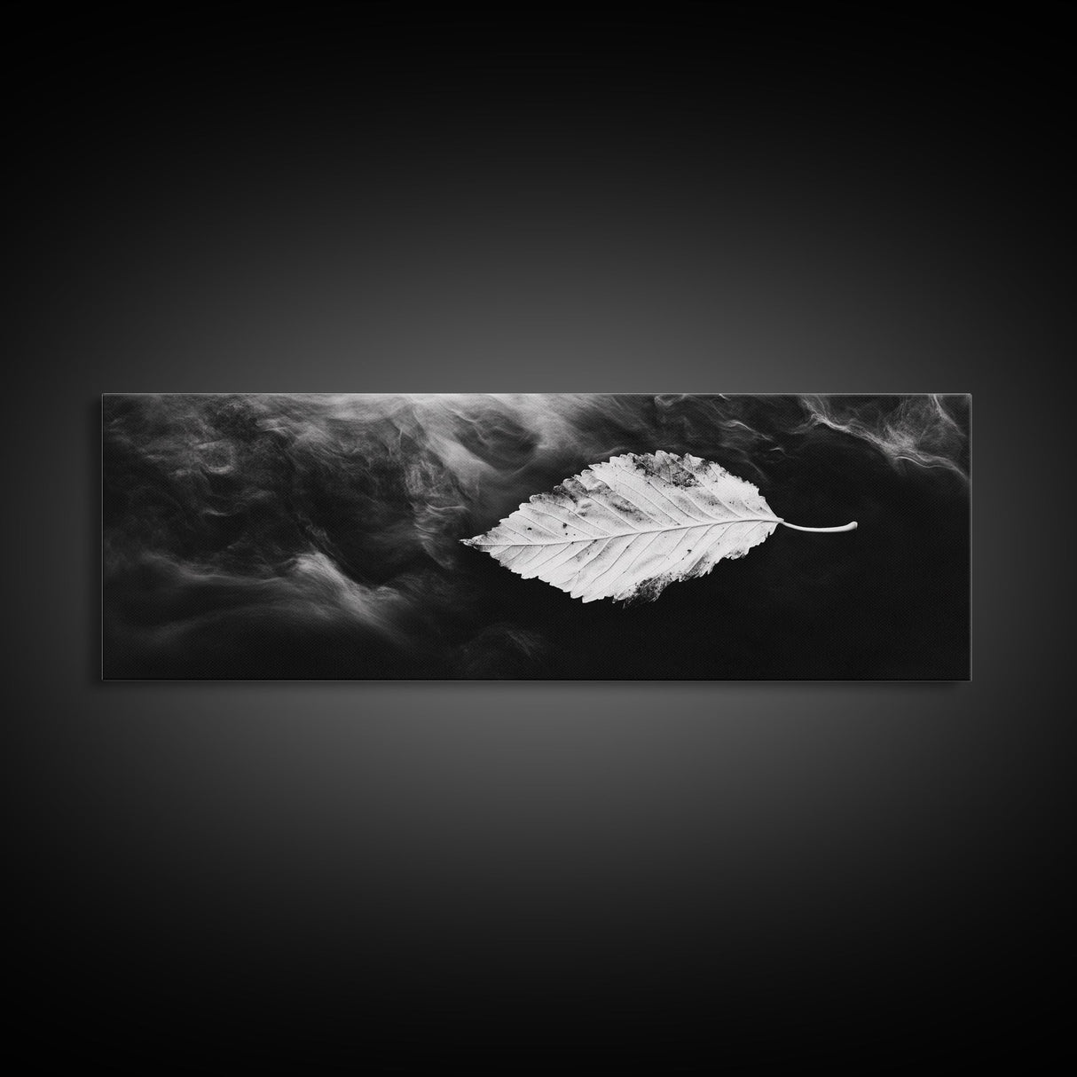 Misty Leaf, Black Art, Nature Print, Autumn Wall Decor, Framed Canvas Print, Minimalist Wall Art, Bedroom Wall Decor, Fall Botanical Art