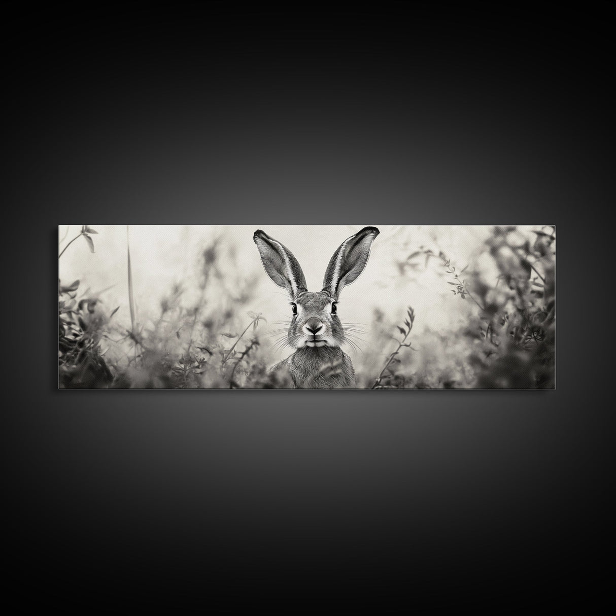 Curious Rabbit, Meadow Watch, Nature Close-Up, Canvas Print, Farmhouse animal art, Nursery decor, Whimsical wildlife, Woodland home touch