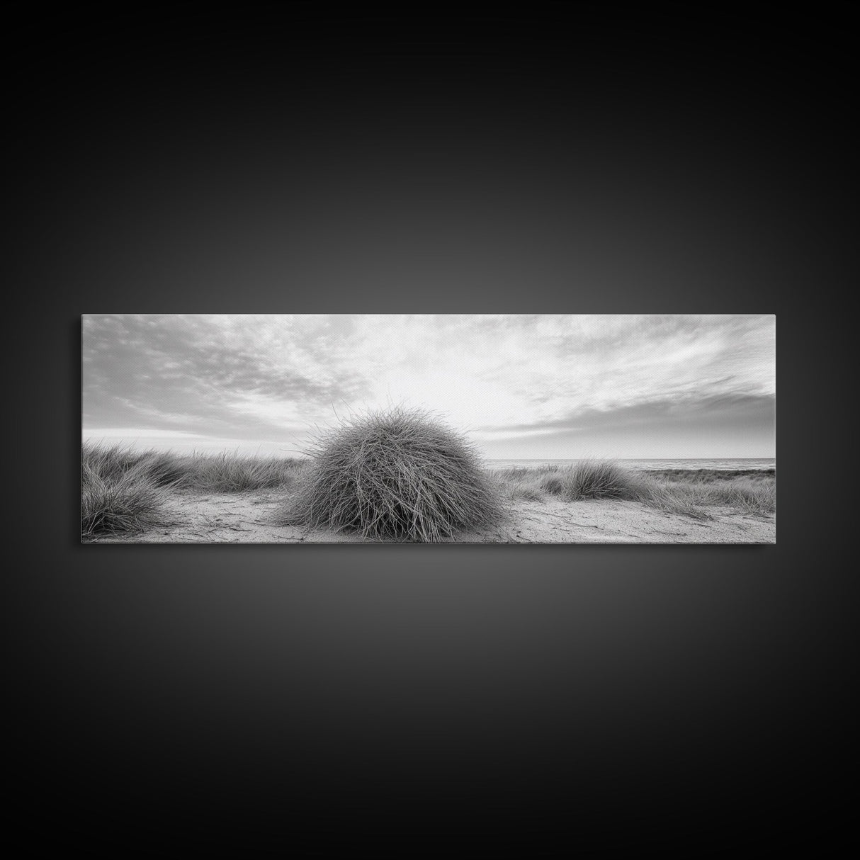 Beach Dunes, Coastal Grass, Nature Serenity, Canvas Print, Minimalist Bedroom Art, Soft Tones, Tranquil Beach Wall Decor