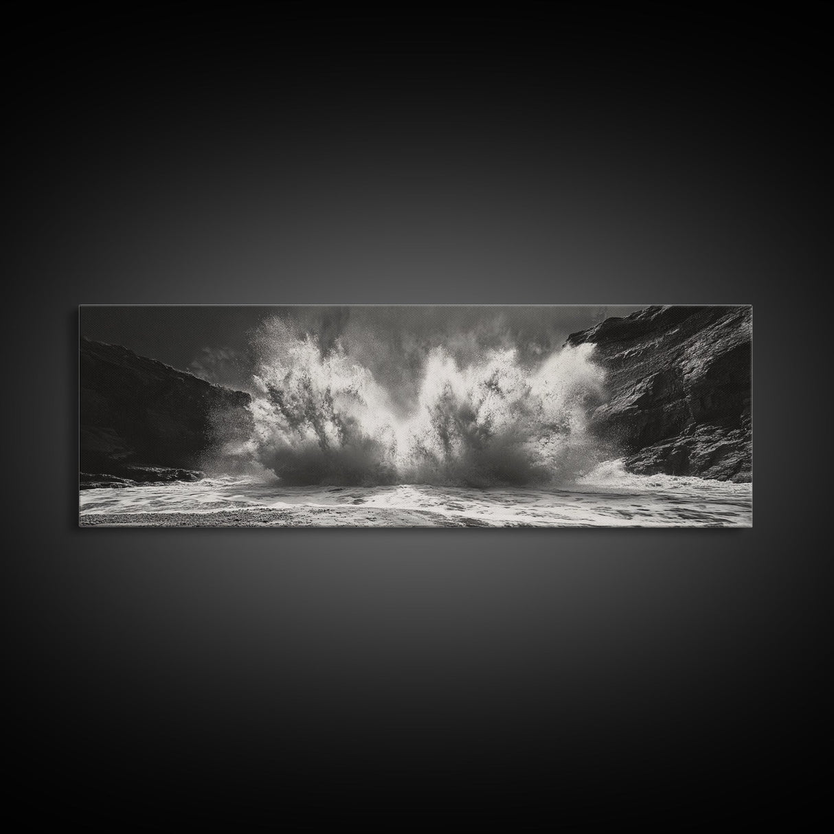 Ocean Splash, Powerful Wave Crash, Coastal Energy Wall Art, Framed Canvas Print, Modern Beach House Decor, Dynamic Living Room Art