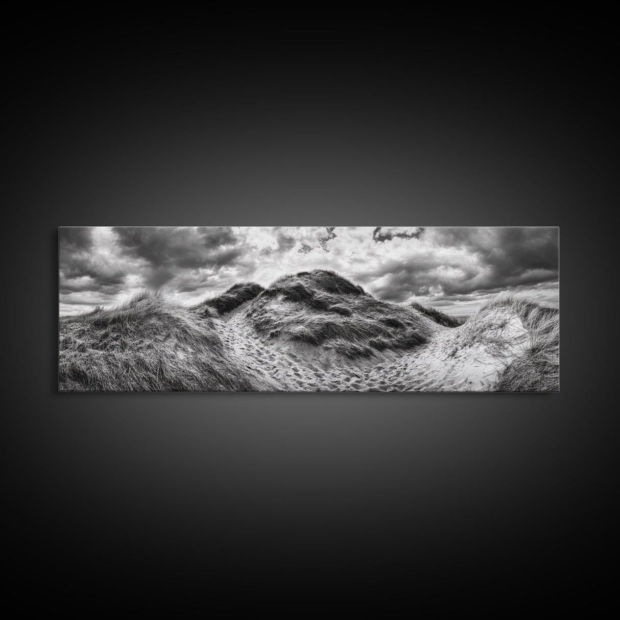 Windswept Dune Trail, Dramatic Sky, Nature Path, Beach Landscape, Framed Canvas Print, Rustic Wall Art, Fall Decor, Bedroom Art, Boho Vibes