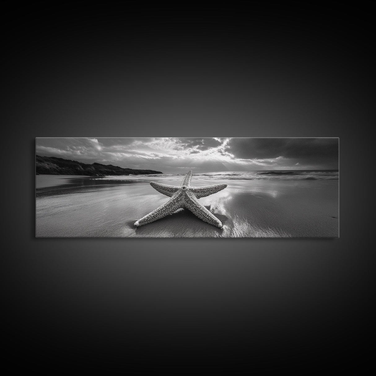 Starfish Beach, Moody Ocean, Calm Sunset, Canvas Print, coastal home decor, bathroom beach art, ocean lover gift, marine wall decor