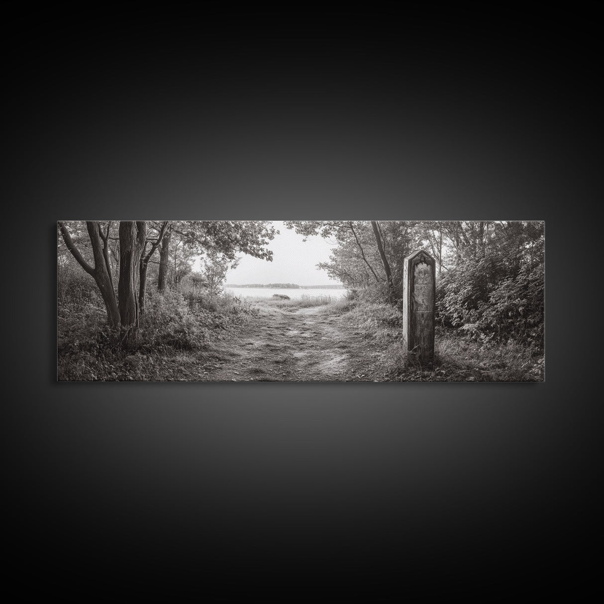 Forest Edge Trail, Nature Path Print, Sepia Photography, Cozy Autumn Vibes, Canvas Print, Entryway or Hallway Wall Art