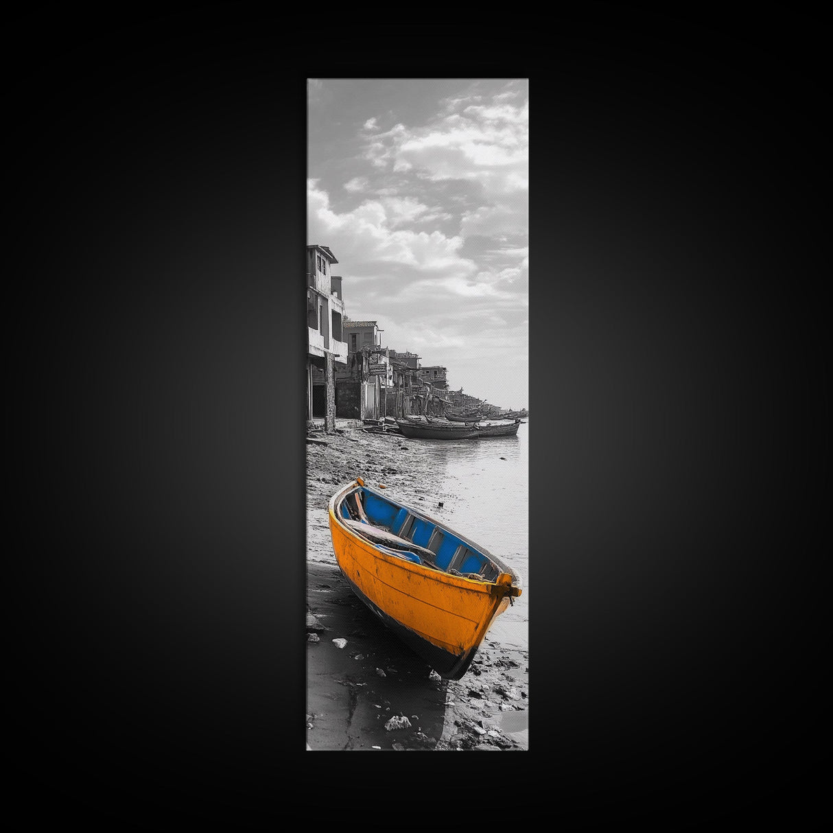 Yellow Boat, Coastal Wall Art, Seaside Home Decor, Beach Photography, Canvas Print, Nautical Theme, Bathroom Art, Minimalist Seascape