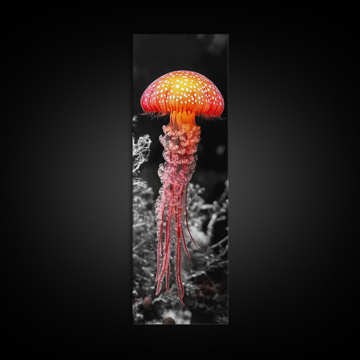 Jellyfish, Ocean Glow, Underwater Beauty, Bright Sea Life, Canvas Print, Bathroom Wall Art, Coastal Vibes, Marine Nature Photography