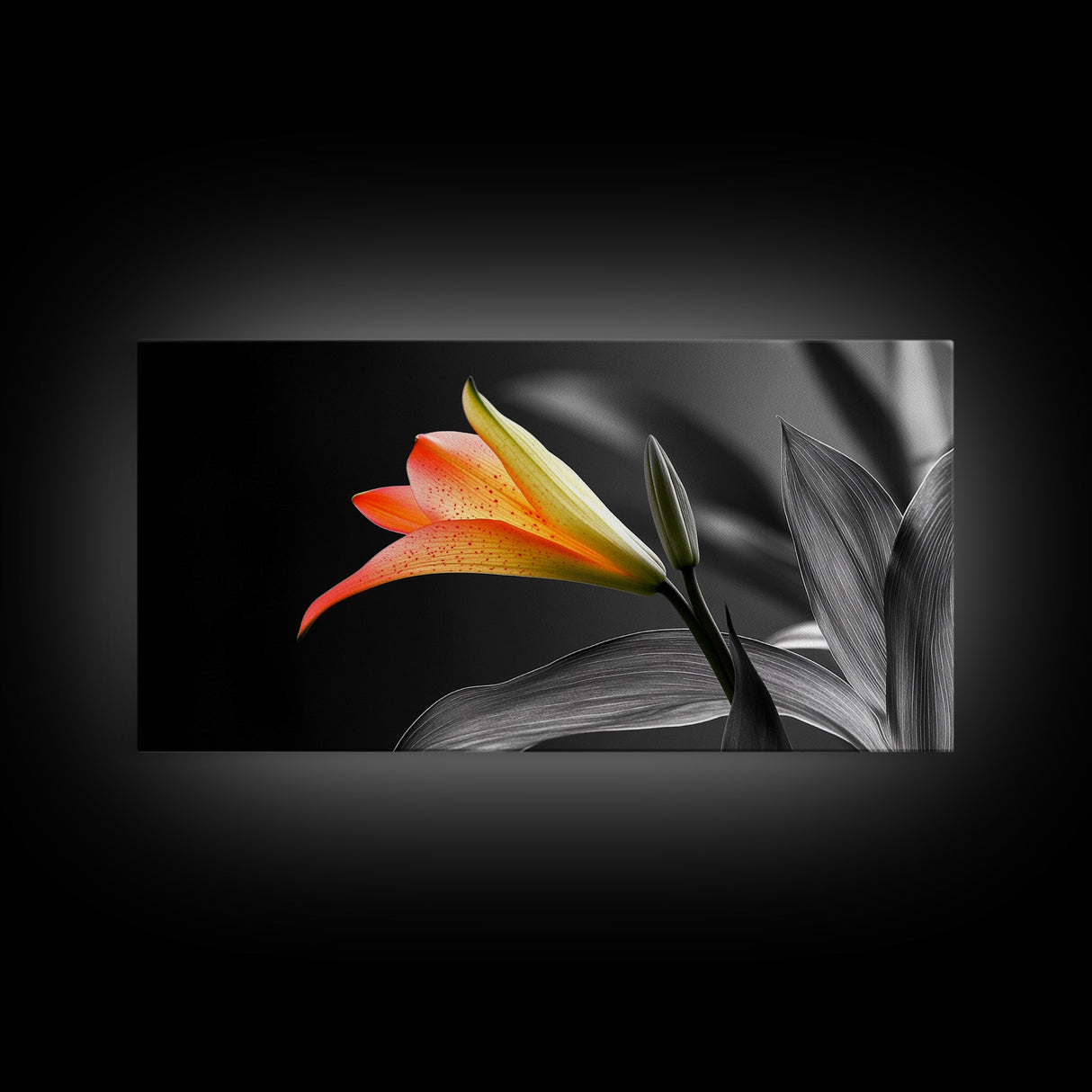 Orange Lily, Botanical Closeup, Modern Floral, Elegant Nature, Framed Canvas Print, Minimalist Wall Art, Kitchen Decor, Botanical Photography