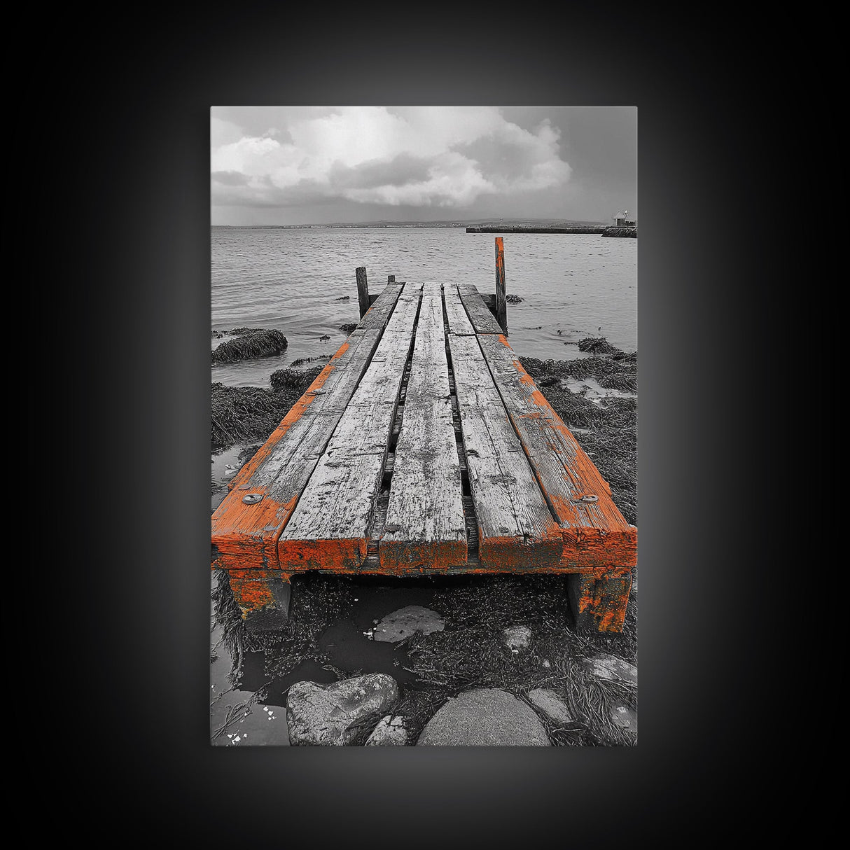 Rustic Dock, Seaside Escape, Coastal Pier, Nautical Wood, Canvas Print, Lake House Decor, Farmhouse Style, Living Room Wall Art