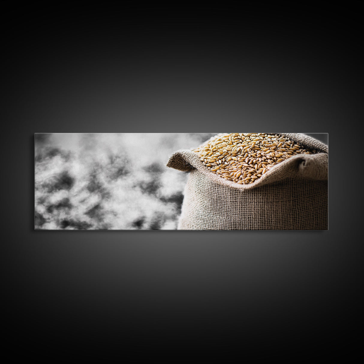 Sack of Grain, Rustic Harvest Scene, Farmhouse Kitchen Art, Framed Canvas Print, Country Style, Kitchen Wall Art, Rustic Decor