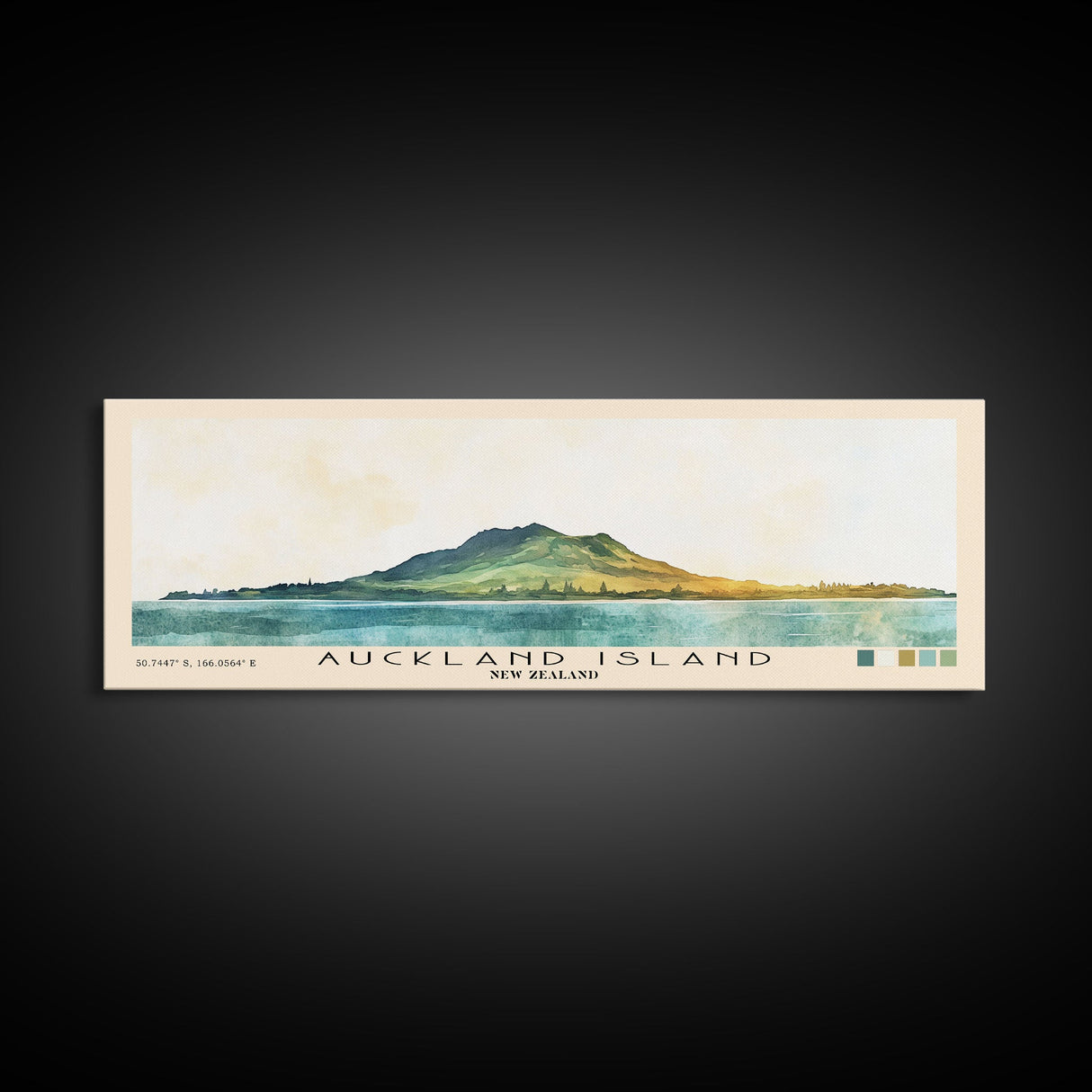 Auckland Island, New Zealand Watercolor Print, Vacation Gift, New Zealand Wall Art, Beach Painting, Beach Decor, Large Wall Art, Wood Frame Art