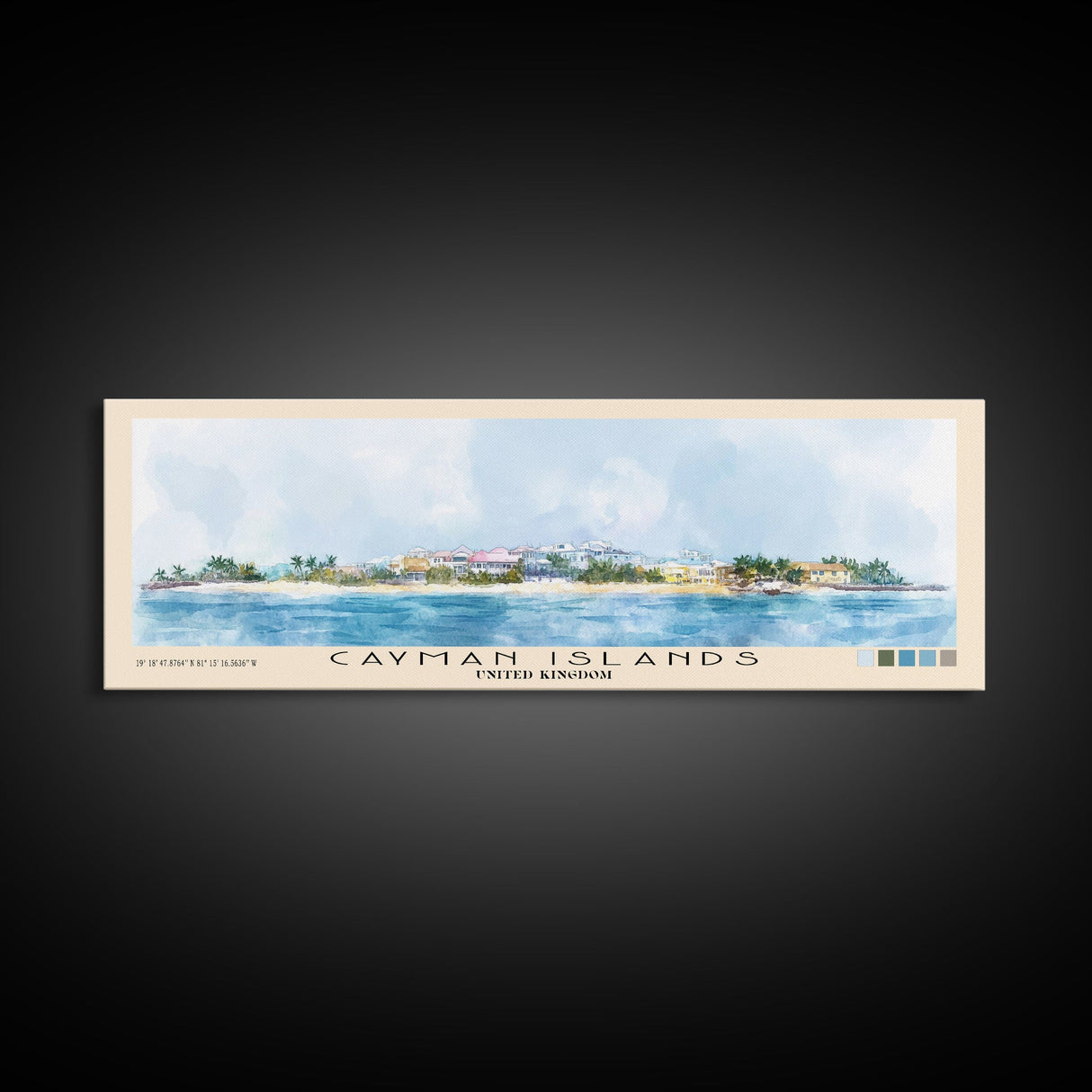 Cayman Islands, United Kingdom Watercolor Beach Print, Vacation Gift, United Kingdom Wall Art, Beach Painting, Beach Decor, Beach Painting