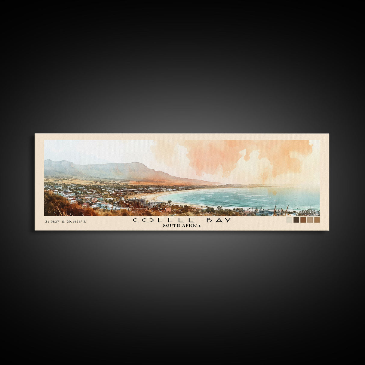 Coffee Bay, South Africa Watercolor Print, Vacation Gift, South Africa Wall Art, Beach Painting, Beach Decor, Large Wall Art, Wood Frame Art