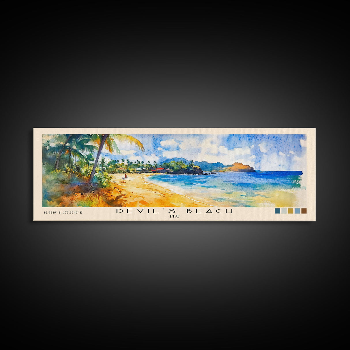 Devil’s Beach, Fiji Watercolor Beach Print, Vacation Gift, Fiji Wall Art, Beach Painting, Beach Decor, Beach Painting