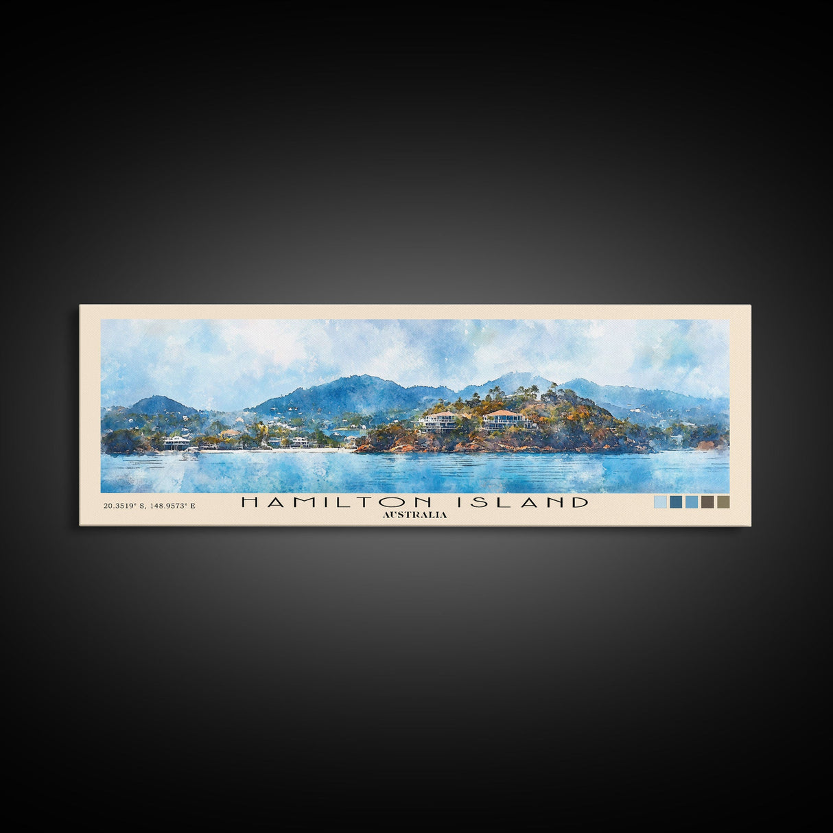 Hamilton Island, Australia Watercolor Print, Vacation Gift, Australia Wall Art, Beach Painting, Beach Decor, Large Wall Art, Wood Frame Art