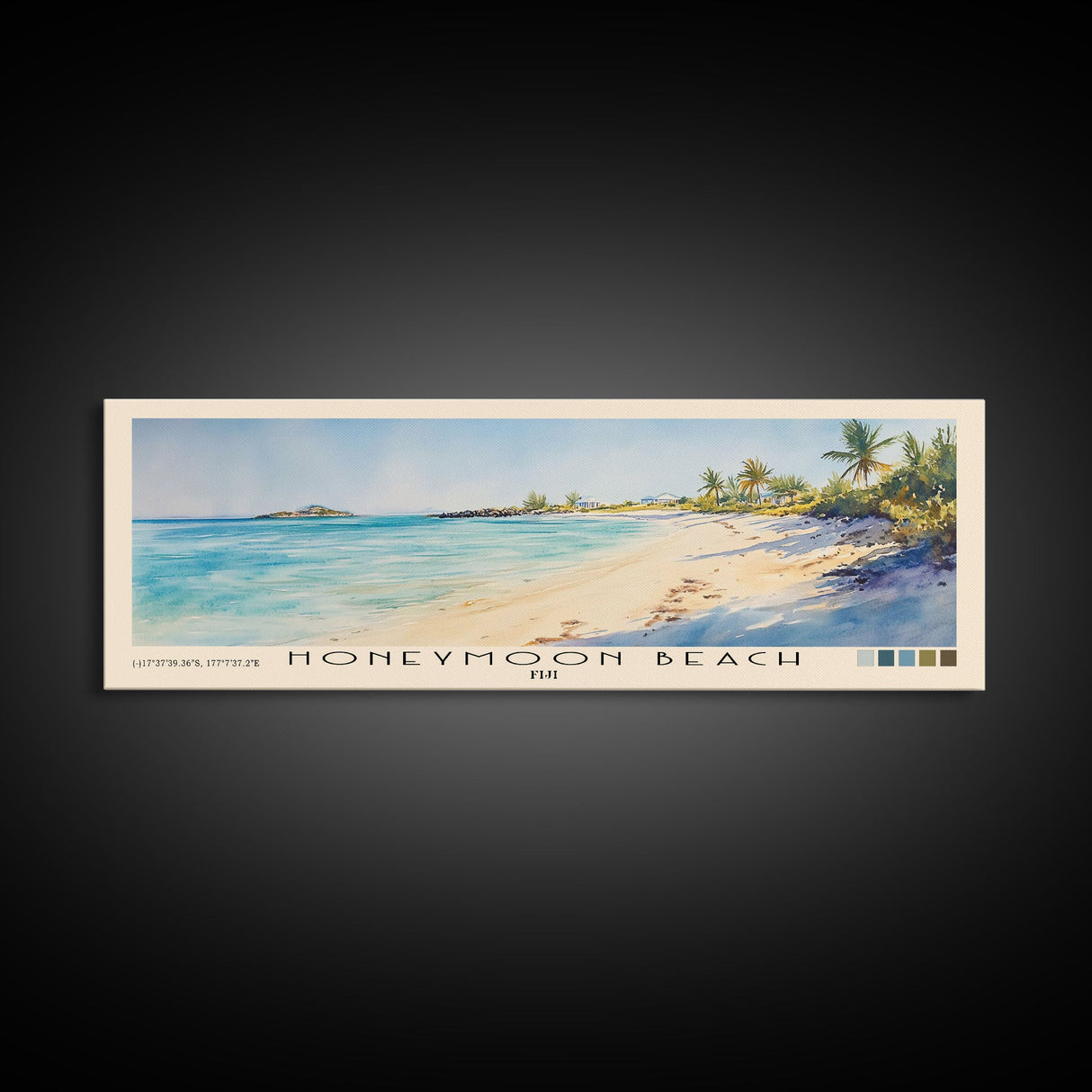 Honeymoon Beach, US Virgin islands Watercolor Beach Print, Vacation Gift, US Virgin islands Wall Art, Framed Canvas Print, Framed Beach Painting