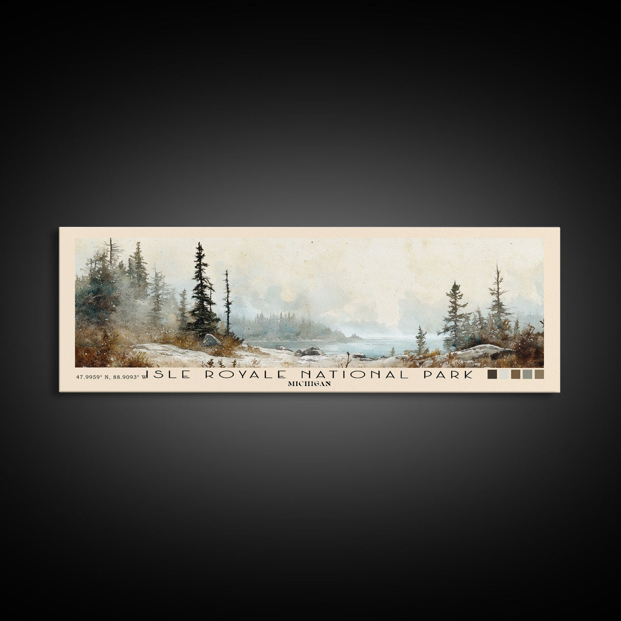 Isle Royale National Park, Michigan Watercolor Print, Vacation Gift, Michigan Wall Art, Beach Painting, Beach Decor, Large Wall Art, Wood Frame Art