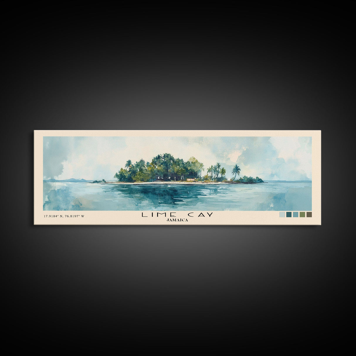 Lime Cay, Jamaica Watercolor Print, Vacation Gift, Jamaica Wall Art, Beach Painting, Beach Decor, Large Wall Art, Wood Frame Art