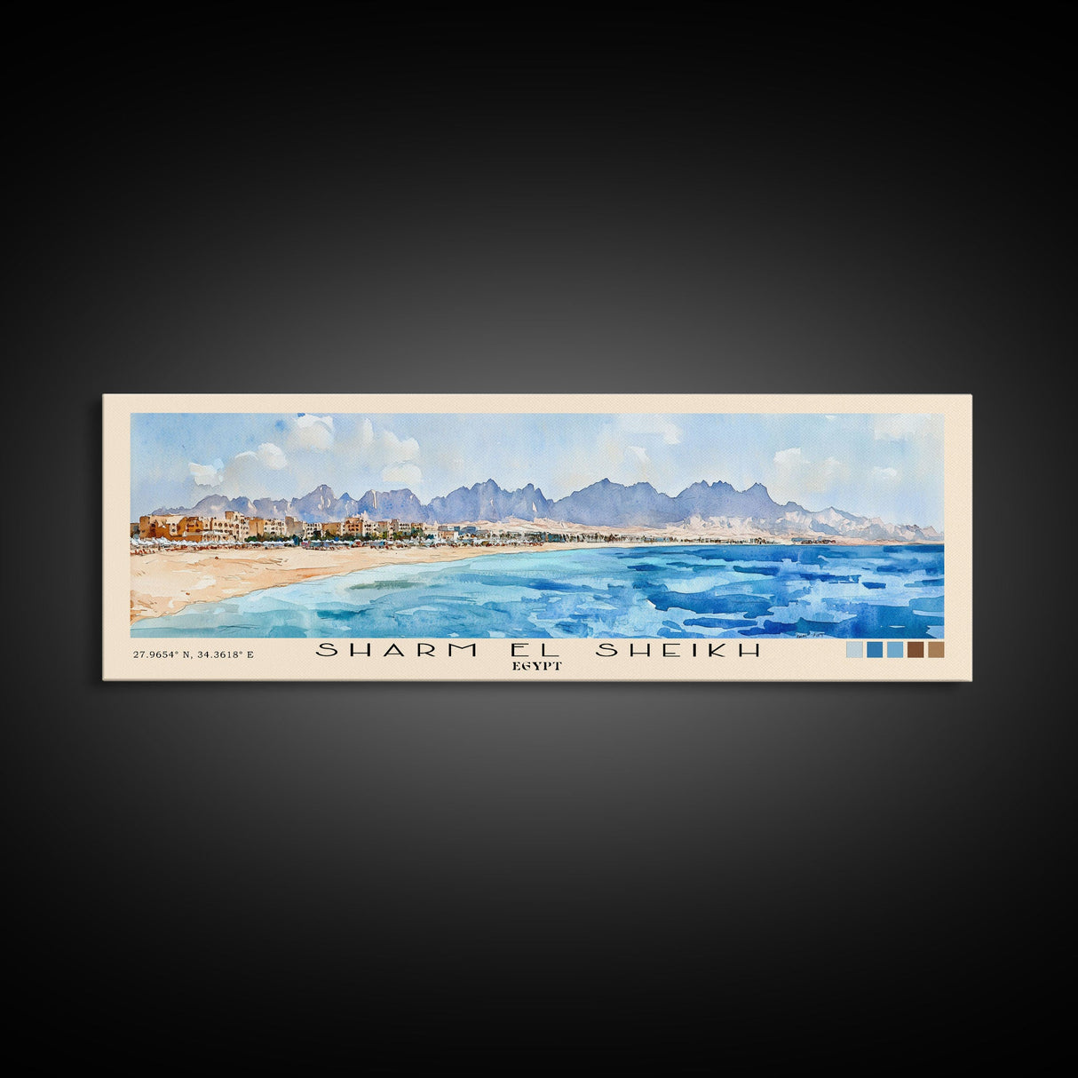 Sharm El Sheikh, Egypt Watercolor Beach Print, Vacation Gift, Egypt Wall Art, Beach Painting, Beach Decor, Beach Painting