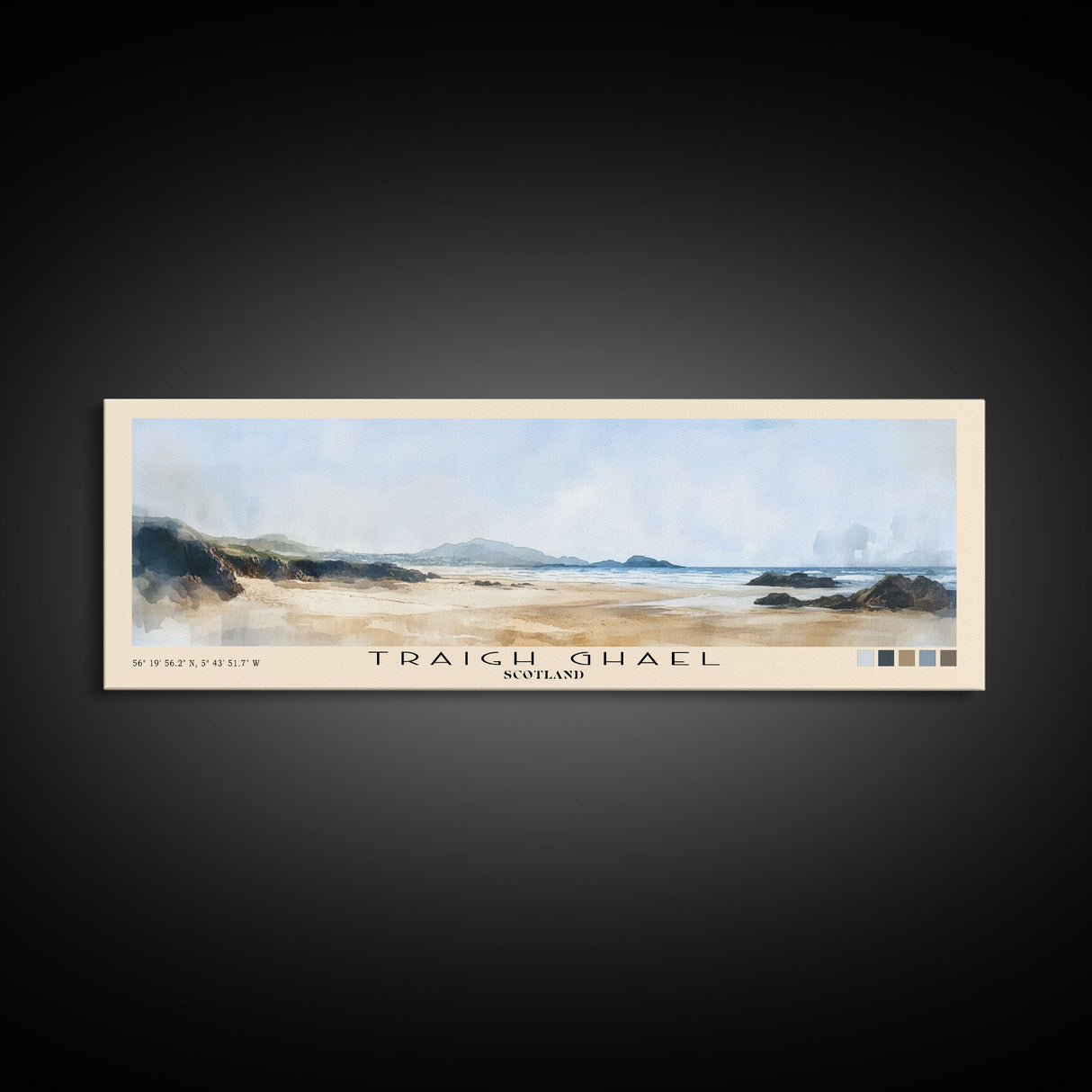 Traigh Ghael, Scotland Watercolor Print, Vacation Gift, Scotland Wall Art, Beach Painting, Beach Decor, Large Wall Art, Wood Frame Art