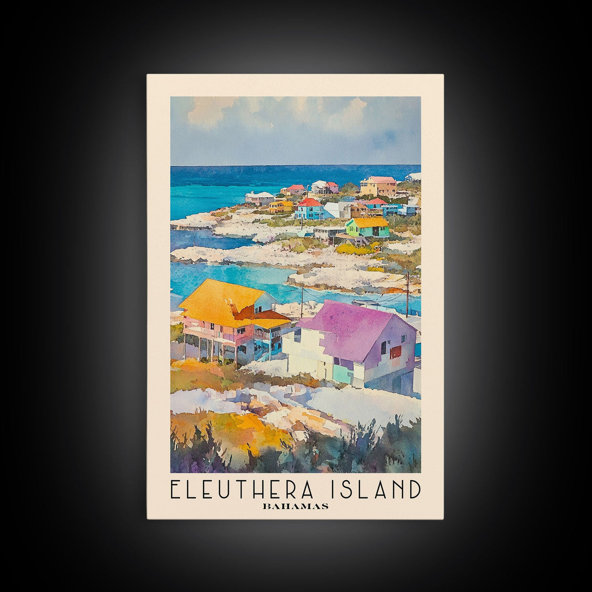 Eleuthera Island, Bahamas Watercolor Print, Vacation Gift, Bahamas Wall Art, Beach Painting, Beach Decor, Large Wall Art, Wood Frame Art