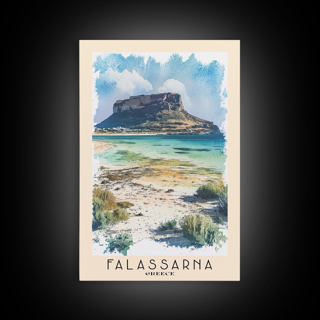 Falassarna, Greece Watercolor Beach Print, Vacation Gift, Greece Wall Art, Beach Painting, Beach Decor, Beach Painting