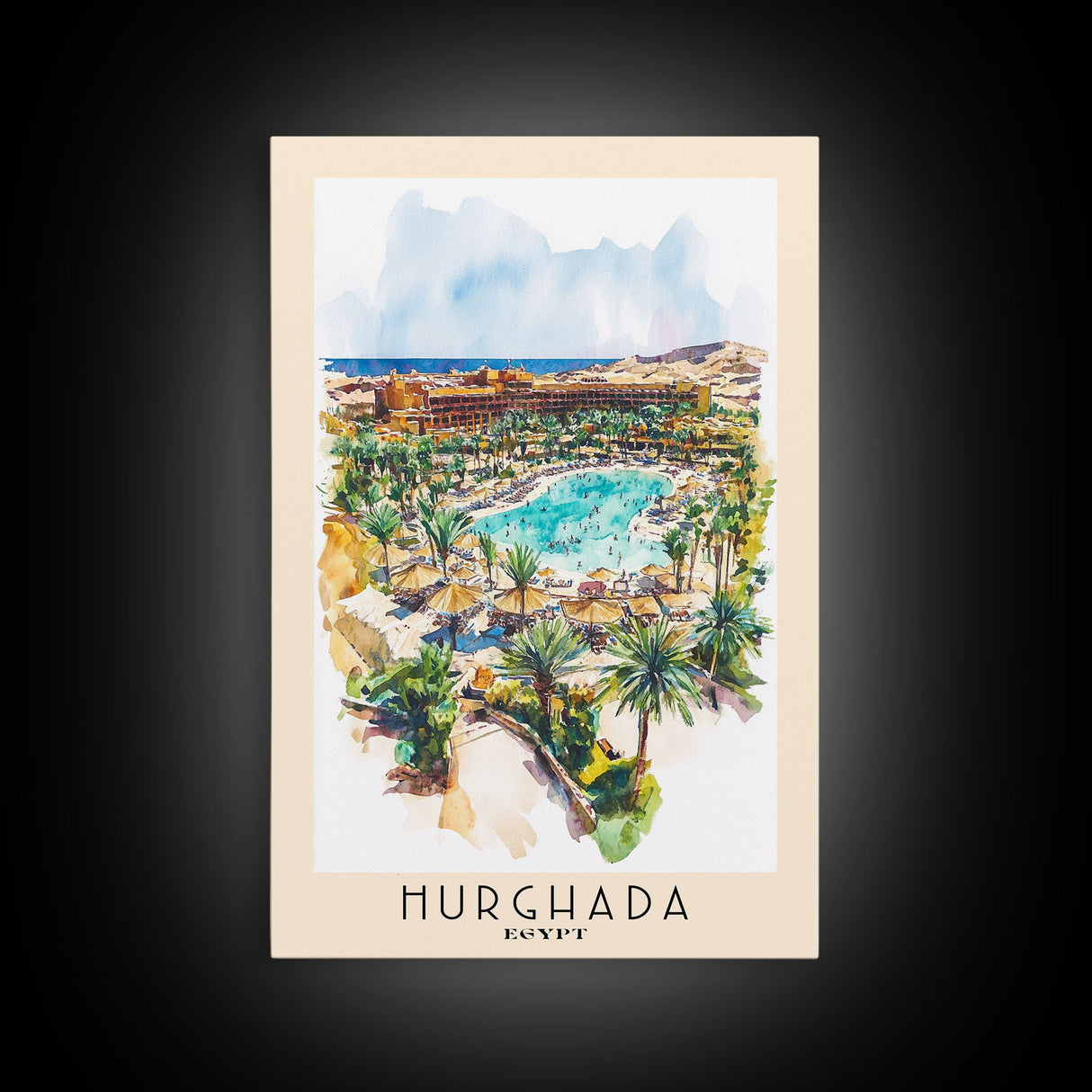 Hurghada, Egypt Watercolor Beach Print, Vacation Gift, Egypt Wall Art, Beach Painting, Beach Decor, Beach Painting