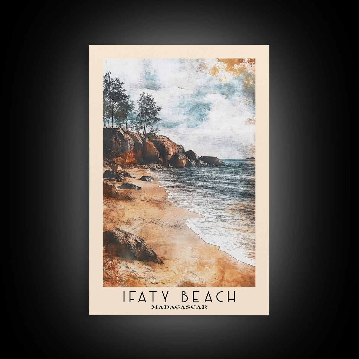 Ifaty Beach, Madagascar Watercolor Print, Vacation Gift, Madagascar Wall Art, Beach Painting, Beach Decor, Large Wall Art, Wood Frame Art