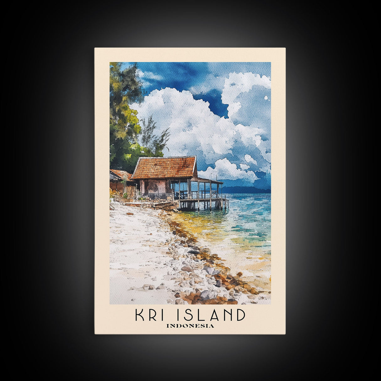 Kri Island, Indonesia Watercolor Beach Print, Vacation Gift, Indonesia Wall Art, Beach Painting, Beach Decor, Beach Painting