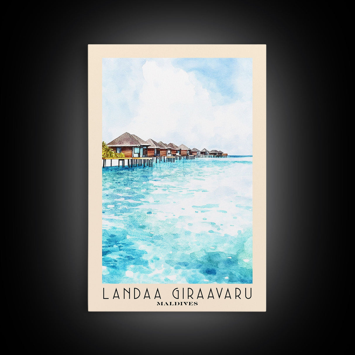 Landaa Giraavaru, Maldives Watercolor Beach Print, Vacation Gift, Maldives Wall Art, Beach Painting, Beach Decor, Beach Painting