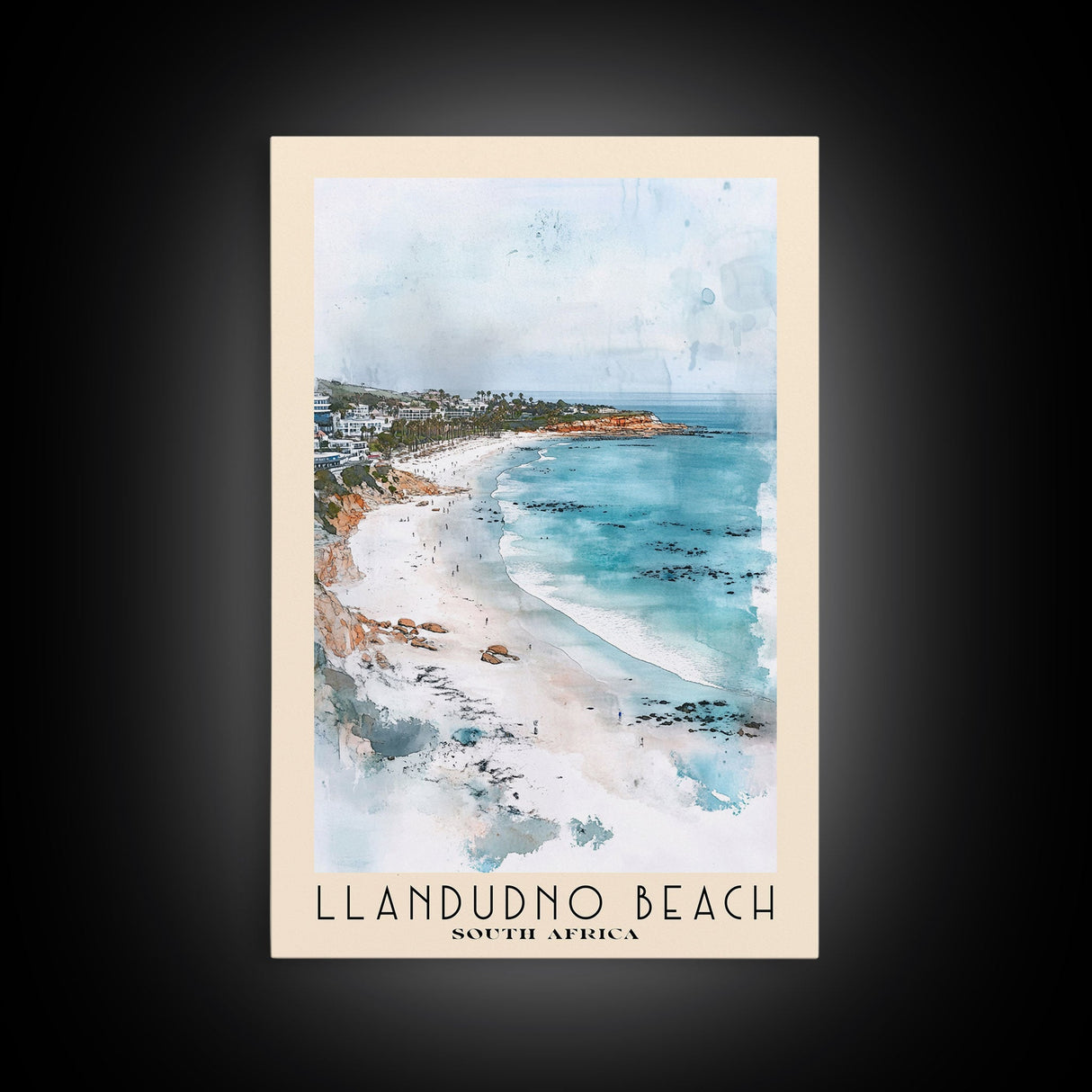 Llandudno Beach, South Africa Watercolor Print, Vacation Gift, South Africa Wall Art, Beach Painting, Beach Decor, Large Wall Art, Wood Frame Art